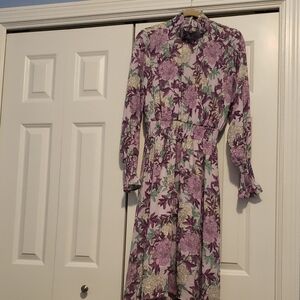 Nannette Purple Floral Long Sleeve Dress